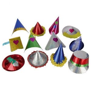 Set van 8x stuks papieren glitter feesthoedje voor kids