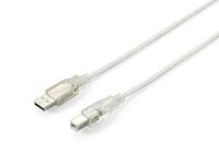 Equip USB 2.0 kabel USB aansluitkabel (A/stekker - B/stekker 3,0 m) zilver
