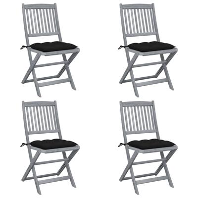 vidaXL Tuinstoelen 4 st inklapbaar met kussens massief acaciahout vidaXL Tuinstoelen 4 st inklapbaar met kussens massief acaciahout