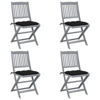 vidaXL Tuinstoelen 4 st inklapbaar met kussens massief acaciahout