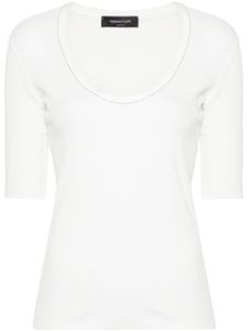 Fabiana Filippi t-shirt nervuré à détail de chaîne - Blanc