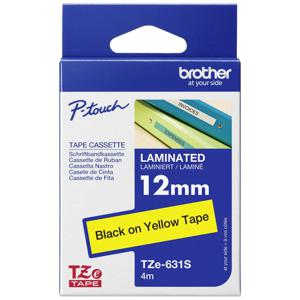 Brother TZe-631S Labeltape Tapekleur: Geel Tekstkleur: Zwart 12 mm 4 m