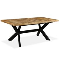 vidaXL Eettafel 180 cm massief mangohout en stalen kruis