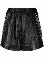 Philipp Plein short en cuir à ornements en cristal - Noir