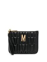 Moschino pochette matelassée à plaque logo - Noir