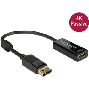 Delock 62609 DisplayPort-kabel DisplayPort / HDMI Adapterkabel DisplayPort-stekker, HDMI-A-bus 0.20 m Zwart Vergulde steekcontacten