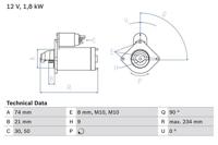 Startmotor / Starter BOSCH, Spanning (Volt)12V, u.a. für BMW - thumbnail