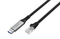DIGITUS USB-netwerkkabel – Type-A naar RJ45 – USB-A 3.2 Gen1 – 1 Gbit/s – 2 m – LSZH – CAT 6A S/FTP – AWG 26 – Plug & Play – Zwart