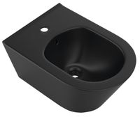 Sapho Avva wandbidet met overloop en kraangat 35.5x53cm zwart mat - thumbnail