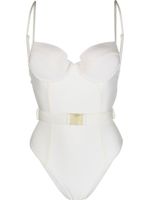 Noire Swimwear maillot de bain ceinturé à encolure cœur - Tons neutres