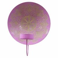 Ronde Metalen Muurdecoratie Mandala (Roze)