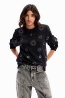 Sweatshirt met geometrische borduursels - BLACK - XXL