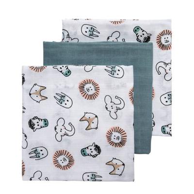 Meyco hydrofiele swaddles 120x120 cm (set van 3) animal/uni Meyco hydrofiele swaddles 120x120 cm (set van 3) animal/uni