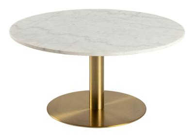 Bendt Ronde Salontafel 'Clement' Ø90cm, Wit Marmer/Brass, kleur Wit/Brass