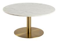 Bendt Ronde Salontafel 'Clement' Ø90cm, Wit Marmer/Brass, kleur Wit/Brass