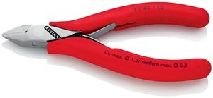 Knipex Elektronicazijsnijtang | lengte 115 mm model 2 | facet nee kunststof mantel | spiegelgepolijst | 1 stuk - 77 41 115 - 77 41 115