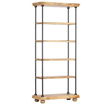 vidaXL Boekenkast met 5 schappen 80x35x180 cm massief mangohout staal