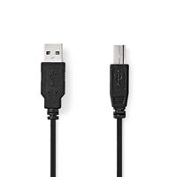 USB-Kabel | USB 2.0 | USB-A Male | USB-B Male | 480 Mbps | Vernikkeld | 1.00 m | Rond | PVC | Zwart | Envelop