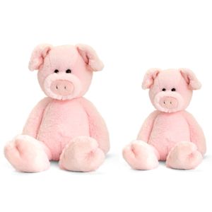 Keel Toys pluche varkens knuffeldieren - roze - staand - 18 en 25 cm