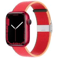 By Qubix - Nylon bandje met klemsluiting - Rood - Compatible met Apple Watch 44mm / 45mm / 46mm / 49mm - Compatible Apple watch bandjes