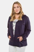 Ulla Popken Sweatjack, extra lang,  capuchon, ritssluiting - Grote Maten