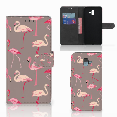 Samsung Galaxy J6 Plus (2018) Telefoonhoesje met Pasjes Flamingo Samsung Galaxy J6 Plus (2018) Telefoonhoesje met Pasjes Flamingo