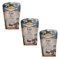 CARNILOVE Soft Snack Trout verrijkt met dille, verpakking van 3 stuks, 3 x 200 g, lekkernijen voor honden, forel en dille, zonder toegevoegde suiker, exotische vleessmaak