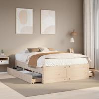 vidaXL Bedframe zonder matras met lades massief grenenhout 150x200 cm, bed, bed ombouw, boxspring, bedbodem, slaapkamermeubel, stapelbed