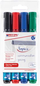 Edding Merkstift Flipchart e-380, blister met 4 stuks in geassorteerde kleuren