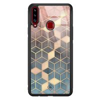 Samsung Galaxy A20s glazen hardcase - Cubes art