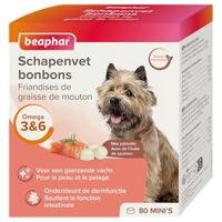 Beaphar Schapenvet Bonbons Zalm Mini 245g - Smakelijke snack voor kleine honden met zalmolie - onderstuend de spijsvertering - omgega 3 en 6 vetzuren voor een glanzende vacht