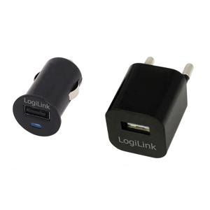 LogiLink PA0076 USB-oplader Binnen, Auto, Thuis Uitgangsstroom (max.) 1500 mA Aantal uitgangen: 1 x USB-A