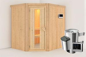 Karibu | Lilja Sauna | Energiesparende Deur | Biokachel 3,6 kW Externe Bediening