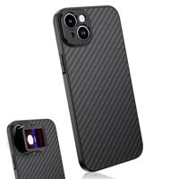 MOJOGEAR 17 mm lensbehuizing voor iPhone 15 - schroefdraad voor macrolens, telelens, anamorfotische lens of DOF-adapter - stabiele behuizing - carbon - zwart