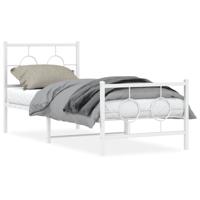 Bedframe met hoofd- en voeteneinde metaal wit 75x190 cm