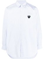 Comme Des Garçons Play chemise rayée en coton à patch logo - Bleu