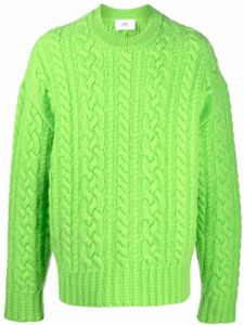 AMI Paris pull en maille torsadée à col rond - Vert