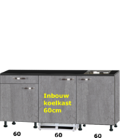 kitchenette 180cm incl inbouw koelkast RAI-430