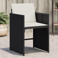 Tuinstoelen 4 st met kussens poly rattan zwart