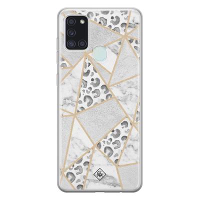 Samsung Galaxy A21s siliconen telefoonhoesje - Stone & leopard print Samsung Galaxy A21s siliconen telefoonhoesje - Stone & leopard print