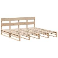 vidaXL Bedframe met hoofdbord massief grenenhout 200x200 cm, bed, slaapkamermeubel, houten bed, tweepersoonsbed, houten bedframe, bedbodem