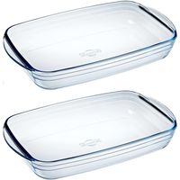 Set van 2x stuks rechthoekige glazen ovenschalen 2 liter 32 x 20 x 5 cm