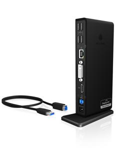 ICY BOX IB-DK2241AC Bedraad USB 3.2 Gen 1 (3.1 Gen 1) Type-A Zwart