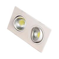 LED Spot - Inbouwspot Dubbel - Rechthoek 10W - Helder/Koud Wit 6400K - Mat Wit Aluminium - Kantelbaar 175x93mm