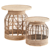 Madam Stoltz Bijzettafel set van 2 bamboo 45 x 46 en 61 x 61,5