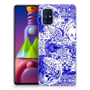 Silicone Back Case Samsung Galaxy M51 Angel Skull Blauw