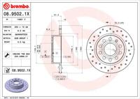 Remmenset, remschijf BREMBO, Remschijftype: Geperforeerd, Inbouwplaats: Achteras: , u.a. für Seat, VW, Skoda, Audi