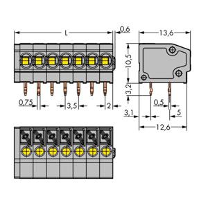 WAGO 805-110 Veerkrachtklemblok 1.50 mm² Aantal polen 10 Grijs 120 stuk(s)