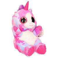 Keel Toys pluche eenhoorn knuffel - regenboog kleuren fuchsia roze - 25 cm   - - thumbnail