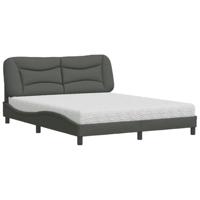 vidaXL Bed met matras stof donkergrijs 160x200 cm, bed, bed ombouw, stoffen bed, bedbodem, 2-persoons bed, gewelfd bedframe, gewelfd stoffen bedframe